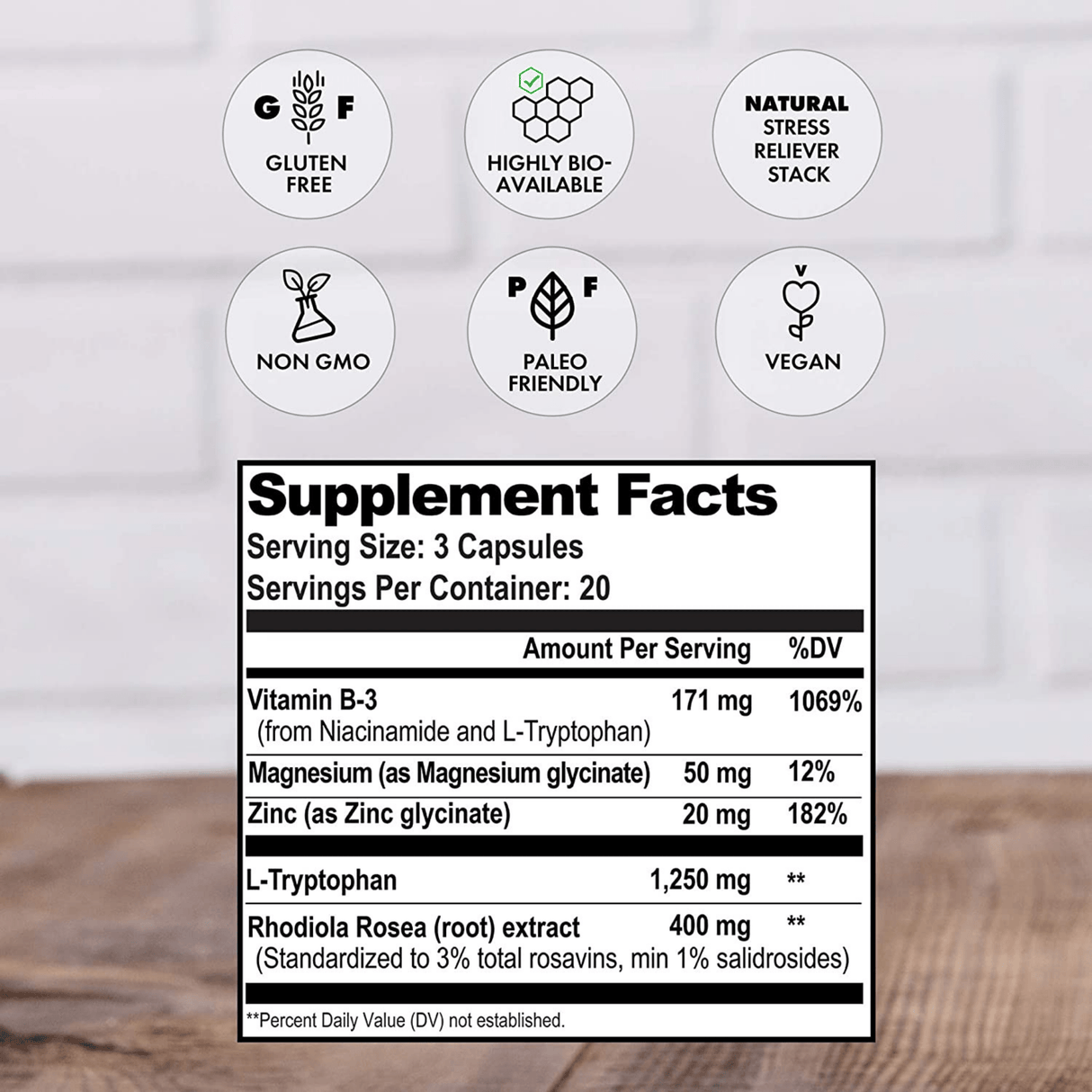 Natural Stacks Serotonin Brain Food - 60 Cápsulas Veganas - Haz Tu Pedido