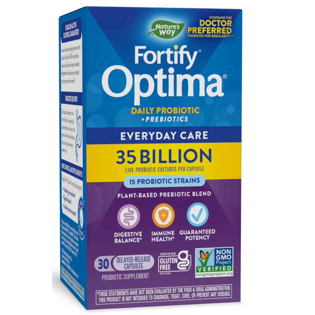 Natures Way Fortify® Optima® Probiótico y Prebiótico 35 Mil Millones CFU - 30 Cápsulas de Liberación Retardada - Haz Tu Pedido