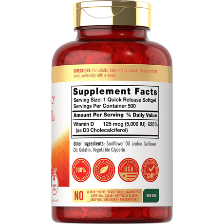 Carlyle High Potency Vitamina D3 5000 IU - 500 Cápsulas Blandas - Haz Tu Pedido