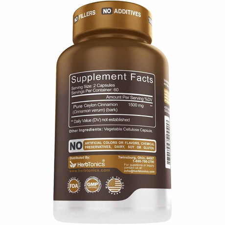 Canela de Ceilán 1500 mg - 120 Cápsulas Vegetarianas - Haz Tu Pedido