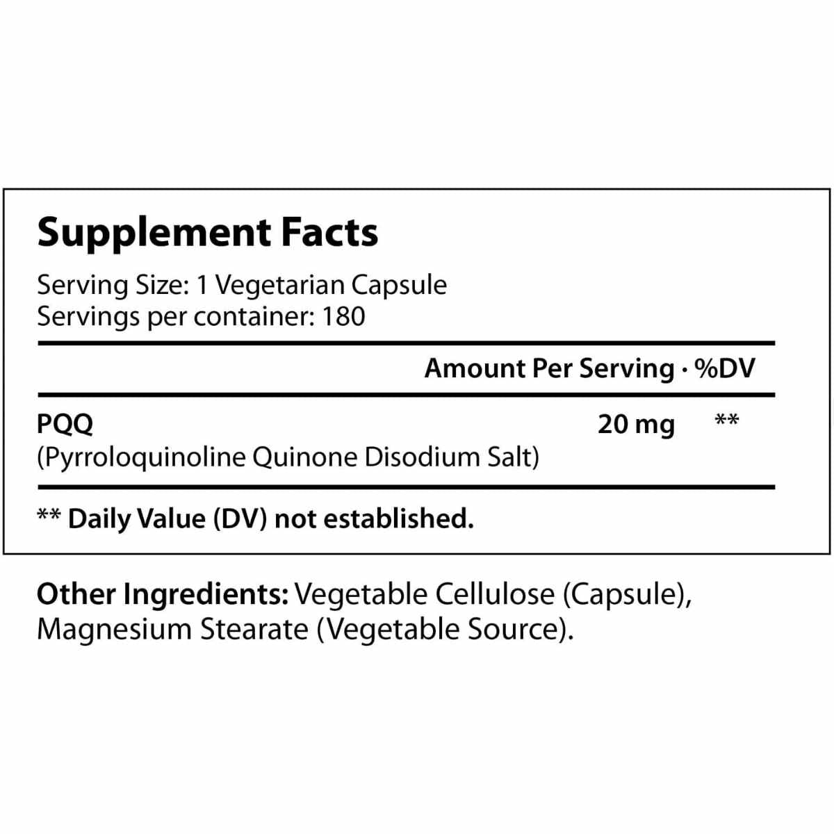 Pirroloquinolina Quinona - 180 Cápsulas Vegetarianas - Haz Tu Pedido