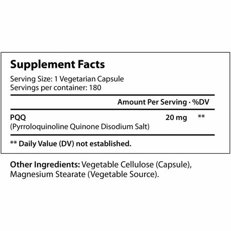 Pirroloquinolina Quinona - 180 Cápsulas Vegetarianas - Haz Tu Pedido