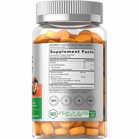 Cúrcuma con Jengibre - 1200 mg - Melocotón - 120 Gomitas - Haz Tu Pedido
