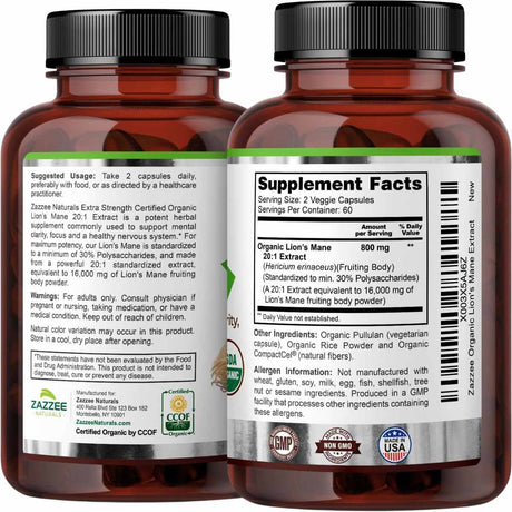 Hongo Melena de León 16,000 mg - 120 Cápsulas Vegetales - Haz Tu Pedido