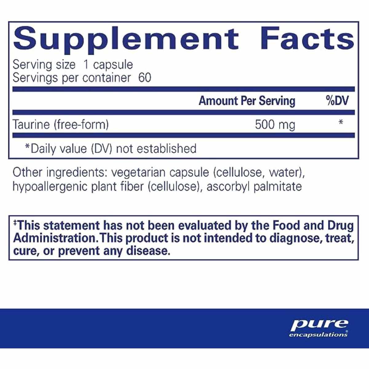 Taurina 500mg - 60Capsulas - Haz Tu Pedido