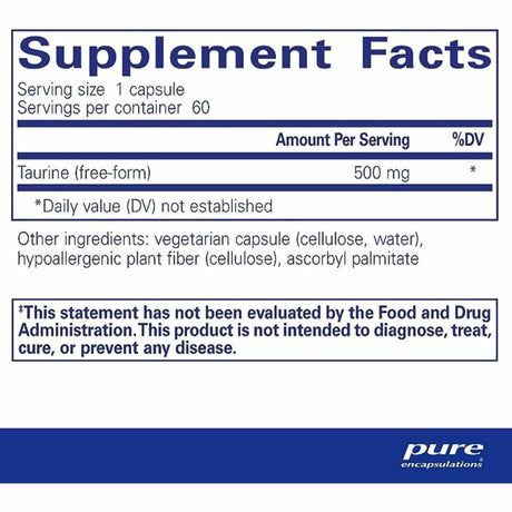 Taurina 500mg - 60Capsulas - Haz Tu Pedido