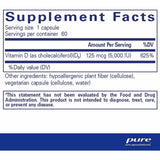 Pure Encapsulations Vitamina D3 5000 IU - 60 Cápsulas - Tabla Nutricional - Haz Tu Pedido