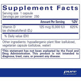 Pure Encapsulations Vitamina D3 5 IU - 250 Cápsulas - Tabla Nutricional - Haz Tu Pedido	Tamaño