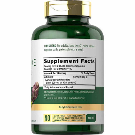 Extracto de Alcachofa - 8000 mg- 200 Cápsulas Blandas de Liberación Rápida - Haz Tu Pedido