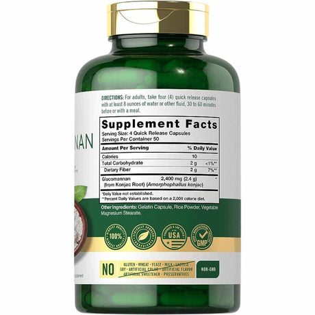 Glucomanano 2400 mg- 200 Cápsulas Blandas de Liberación Rápida - Haz Tu Pedido