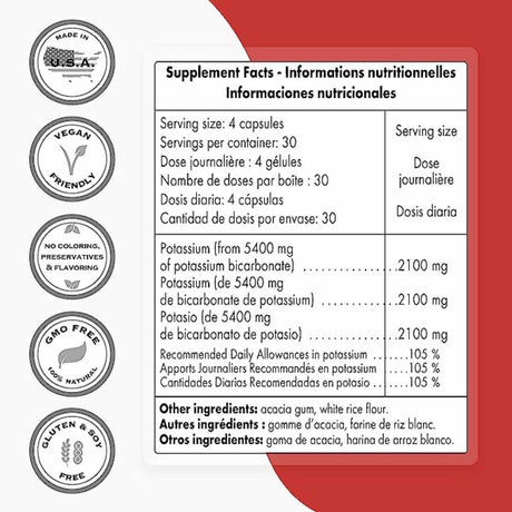 Bicarbonato de potasio - 120 Cápsulas - Haz Tu Pedido