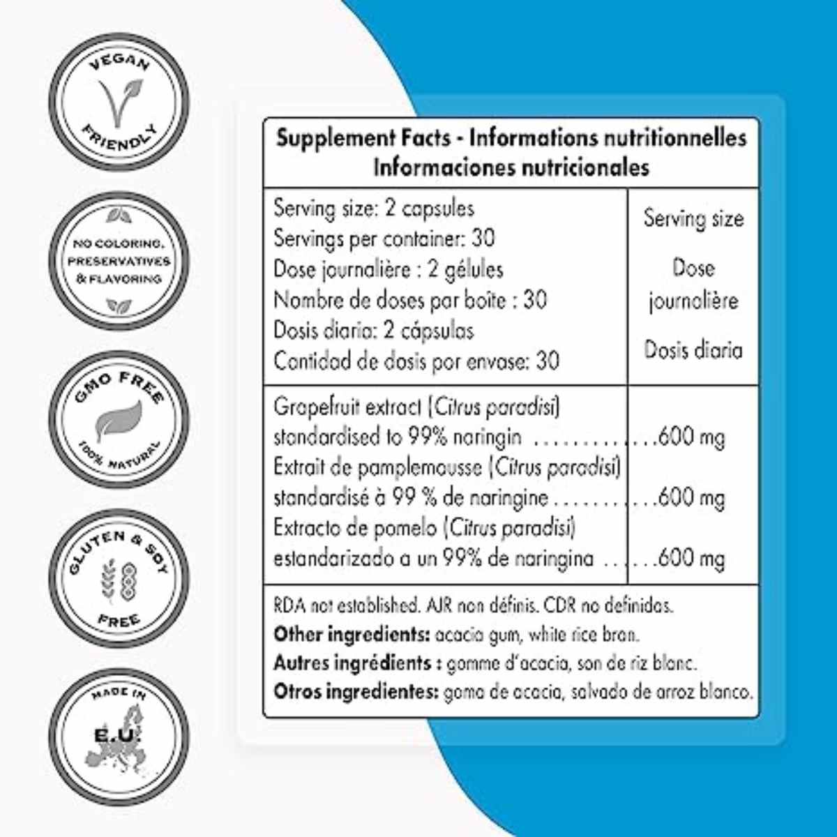 Extracto de pomelo 600 mg - 60 Cápsulas Vegetarianas - Haz Tu Pedido