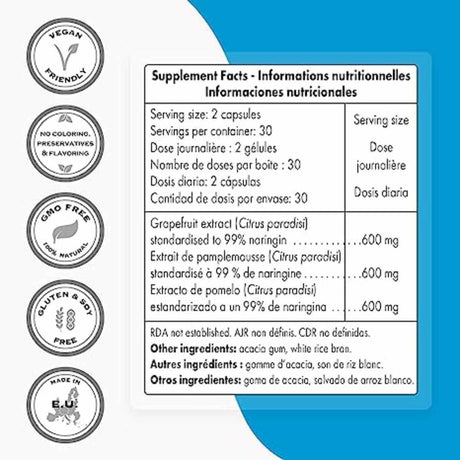 Extracto de pomelo 600 mg - 60 Cápsulas Vegetarianas - Haz Tu Pedido