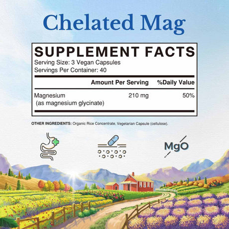 Glicinato de Magnesio - 210 mg - 120 Cápsulas Veganas - Haz Tu Pedido