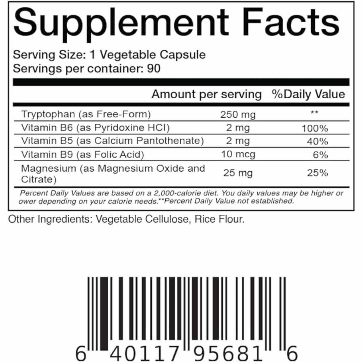 L-triptófano - 90 Cápsulas veganas - Haz Tu Pedido