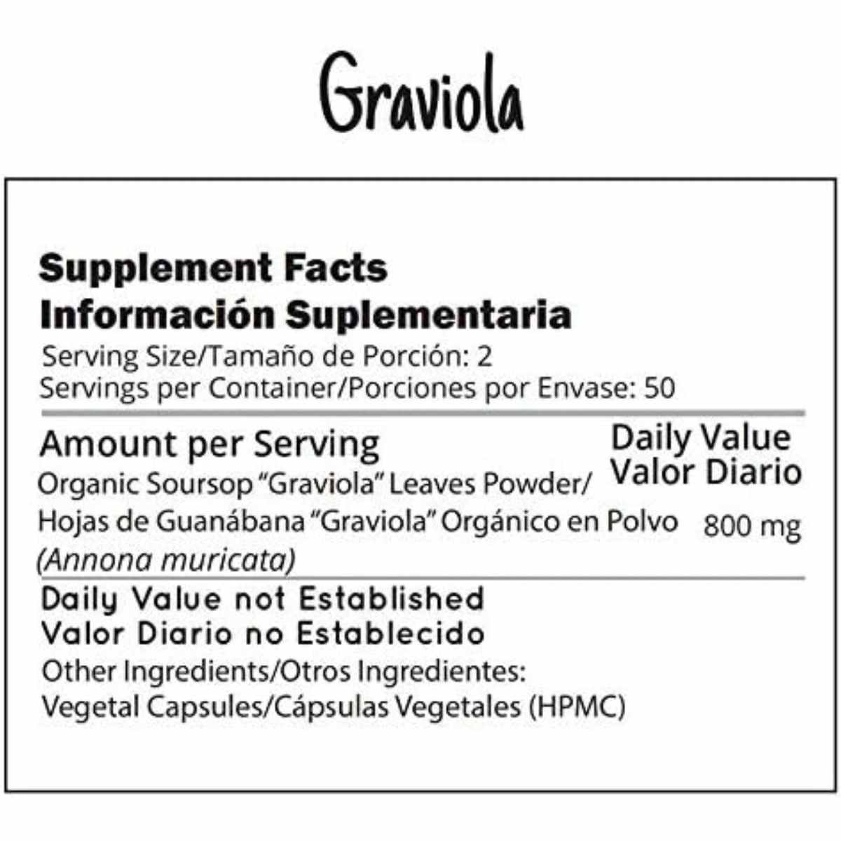 Graviola - 400 mg - 100 Cápsulas - Haz Tu Pedido