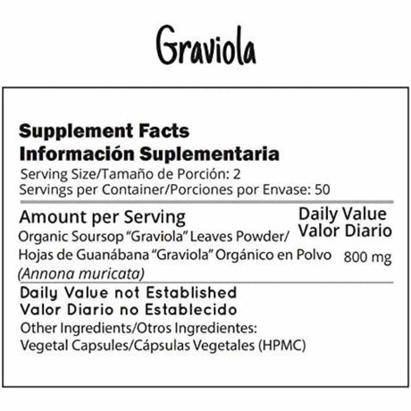 Graviola - 400 mg - 100 Cápsulas - Haz Tu Pedido