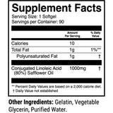 Tabla nutricional del suplemento 1st Phorm Ácido Linoleico Conjugado 1000 mg 90 cápsulas blandas