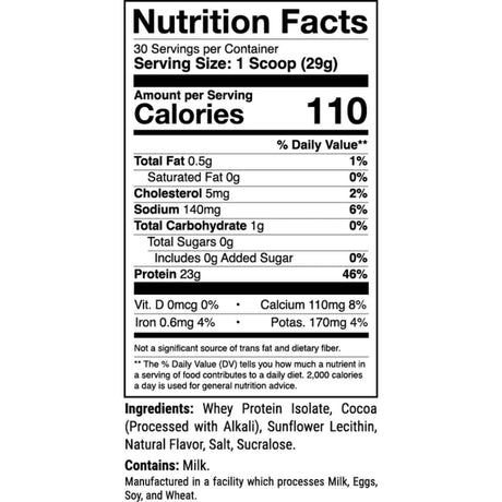 Tabla nutricional del suplemento 1st Phorm Aislado de Proteína de Suero Phormula-1 Fresa