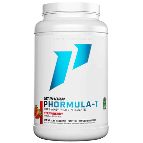 Frasco de suplemento 1st Phorm Aislado de Proteína de Suero Phormula-1 Fresa