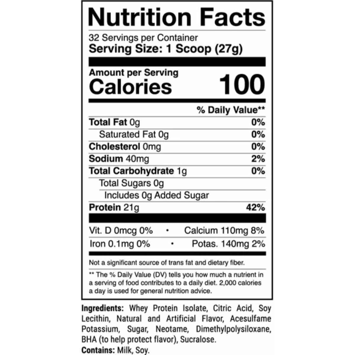 Tabla nutricional del suplemento 1st Phorm Aislado de Proteína de Suero Phormula-1 Galleta y Crema