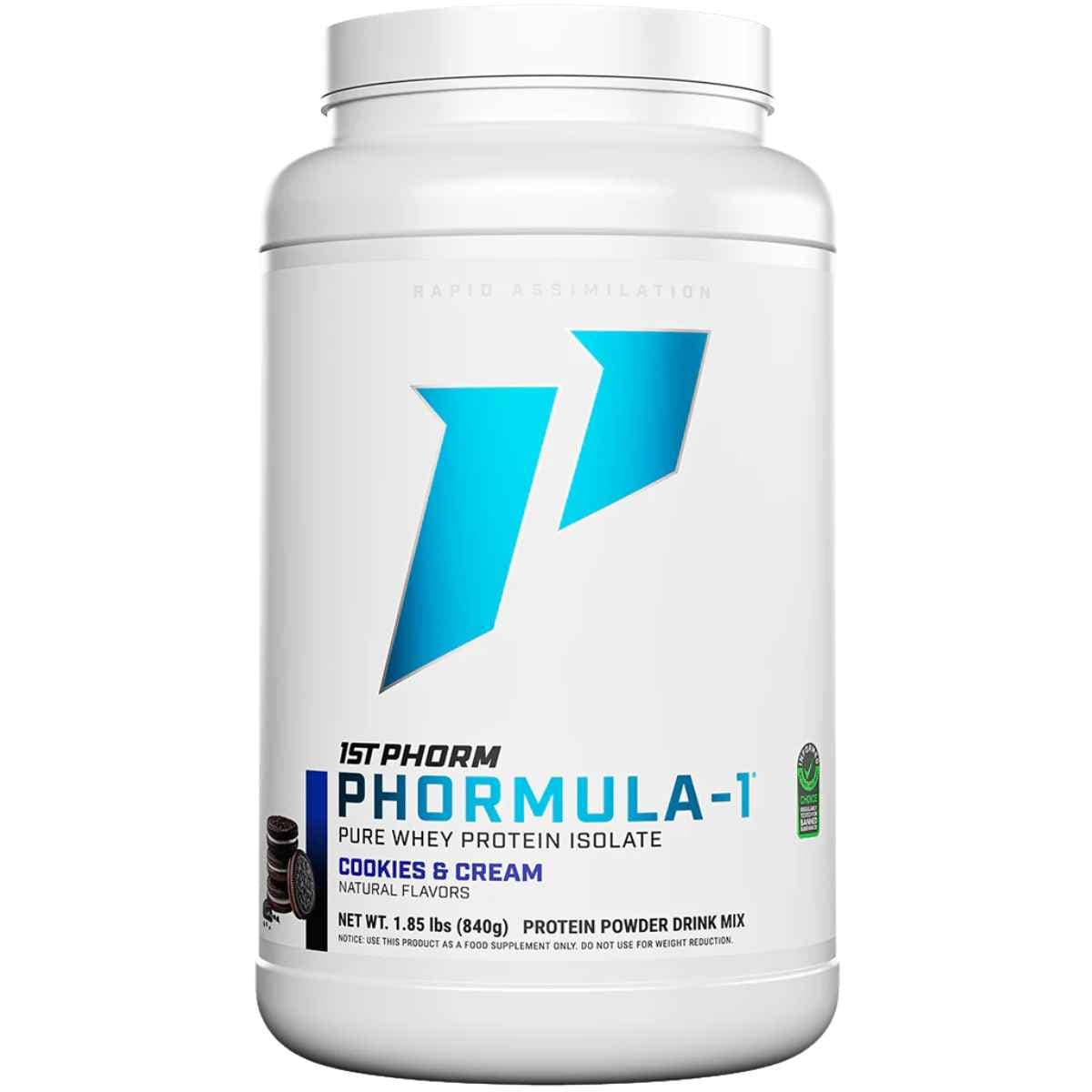 Frasco de suplemento 1st Phorm Aislado de Proteína de Suero Phormula-1 Galleta y Crema
