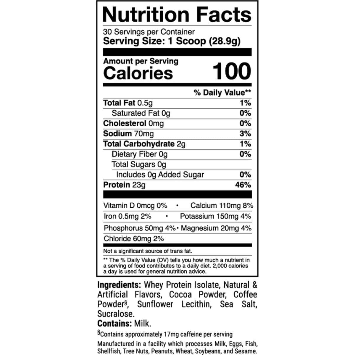 Tabla nutricional del suplemento 1st Phorm Aislado de Proteína de Suero Phormula-1 Mantequilla de Maní Salada