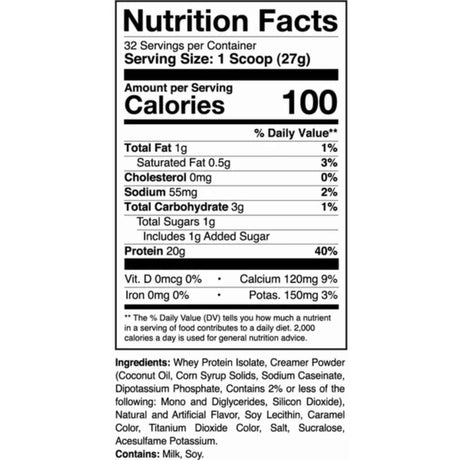 Tabla nutricional del suplemento 1st Phorm Aislado de Proteína de Suero Phormula-1 Ponche de Frutas