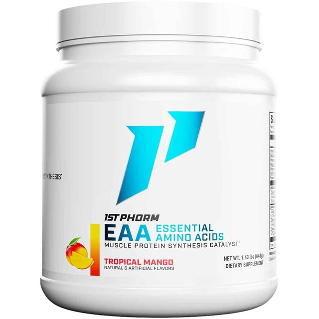 Frasco de suplemento 1st Phorm Aminoácidos Esenciales EAA sabor Mango Tropical 1.43 lbs