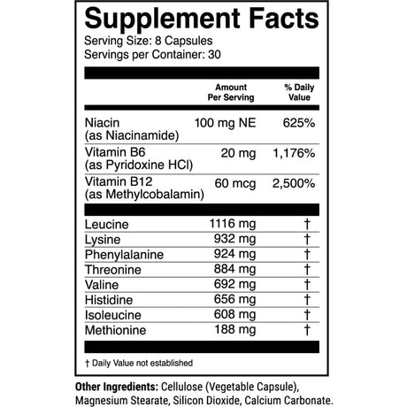 Tabla nutricional del suplemento 1st Phorm Anabolic Bridge 240 cápsulas