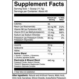 Tabla nutricional del suplemento 1st Phorm BCAAs sabor Limonada de Bayas 16.5 oz polvo