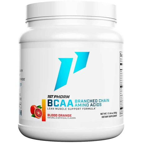 Frasco de suplemento 1st Phorm BCAAs sabor Naranja Sanguina 17.64 oz polvo
