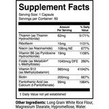 Tabla nutricional del suplemento 1st Phorm Complejo B 60 cápsulas