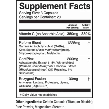 Tabla nutricional del suplemento 1st Phorm Core-21 60 cápsulas