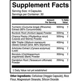 Tabla nutricional del suplemento 1st Phorm Desintoxicante de Hígado 120 cápsulas