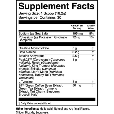 Tabla nutricional del suplemento 1st Phorm Endura-Formance fresa piña 5000 mg Creatina polvo