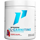 Envase de suplemento 1st Phorm L-Carnitina con Fucoxantina sabor granizado de cereza 60 servicios