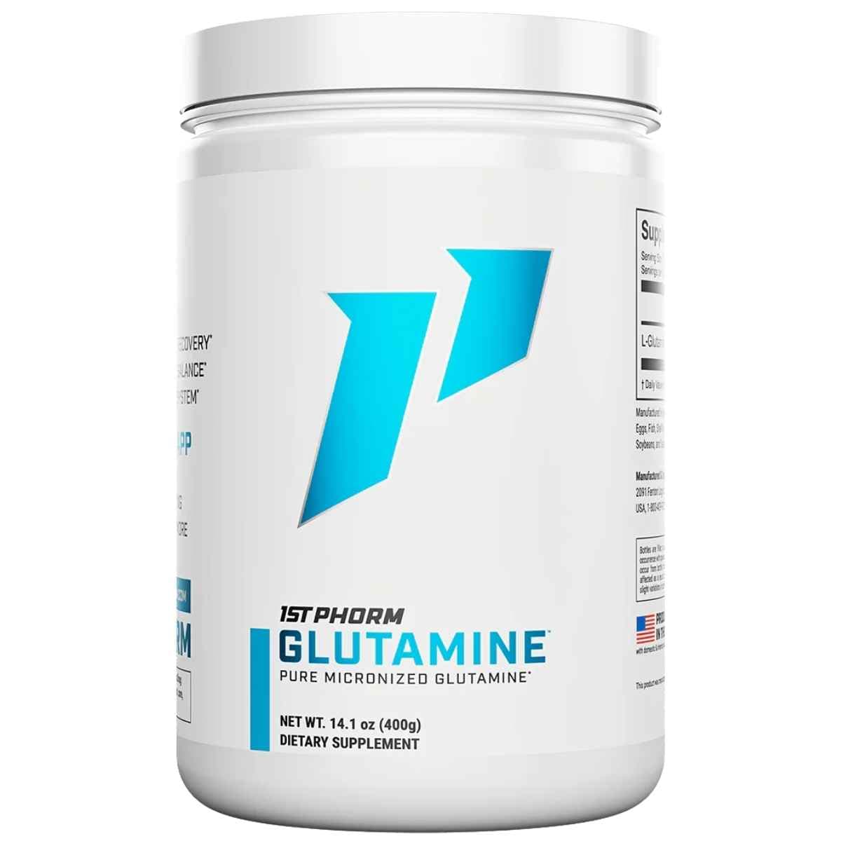 Frasco de suplemento 1st Phorm L-Glutamina 400 g