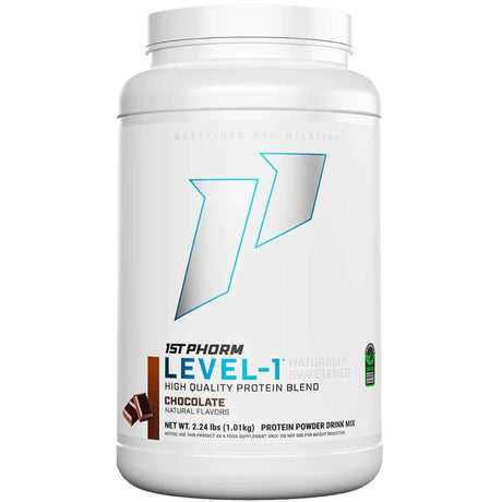 Frasco de suplemento 1st Phorm Level-1 Natural Chocolate 2.24 lbs
