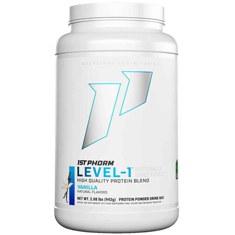 Frasco de suplemento 1st Phorm Level-1 Natural Vainilla 2.08 lbs