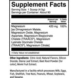 Tabla nutricional del suplemento 1st Phorm Magnesio sabor Chocolate Sal Marina 420 mg 90 porciones