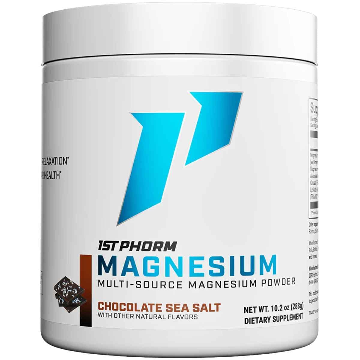 Frasco de suplemento 1st Phorm Magnesio sabor Chocolate Sal Marina 420 mg 90 porciones