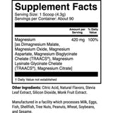Tabla nutricional del suplemento 1st Phorm Magnesio Sin Sabor 420 mg 90 porciones