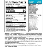 Tabla nutricional del suplemento 1st Phorm Matriz de Multi Colágeno Caramelo Salado 1.18 lbs