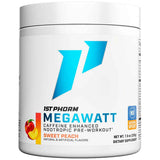 Frasco de suplemento 1st Phorm Megawatt Melocotón Dulce 150 mg 7.05 oz polvo