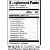 Tabla nutricional del suplemento 1st Phorm Mezcla de Probióticos 60 cápsulas