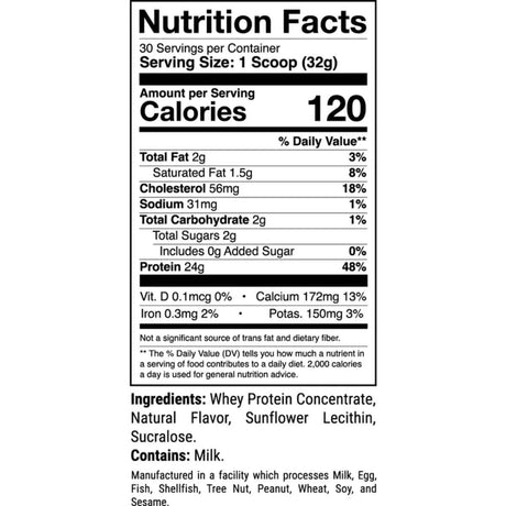 Tabla nutricional del suplemento 1st Phorm Mezcla de Proteína sabor Chocolate con leche 2.18 lbs