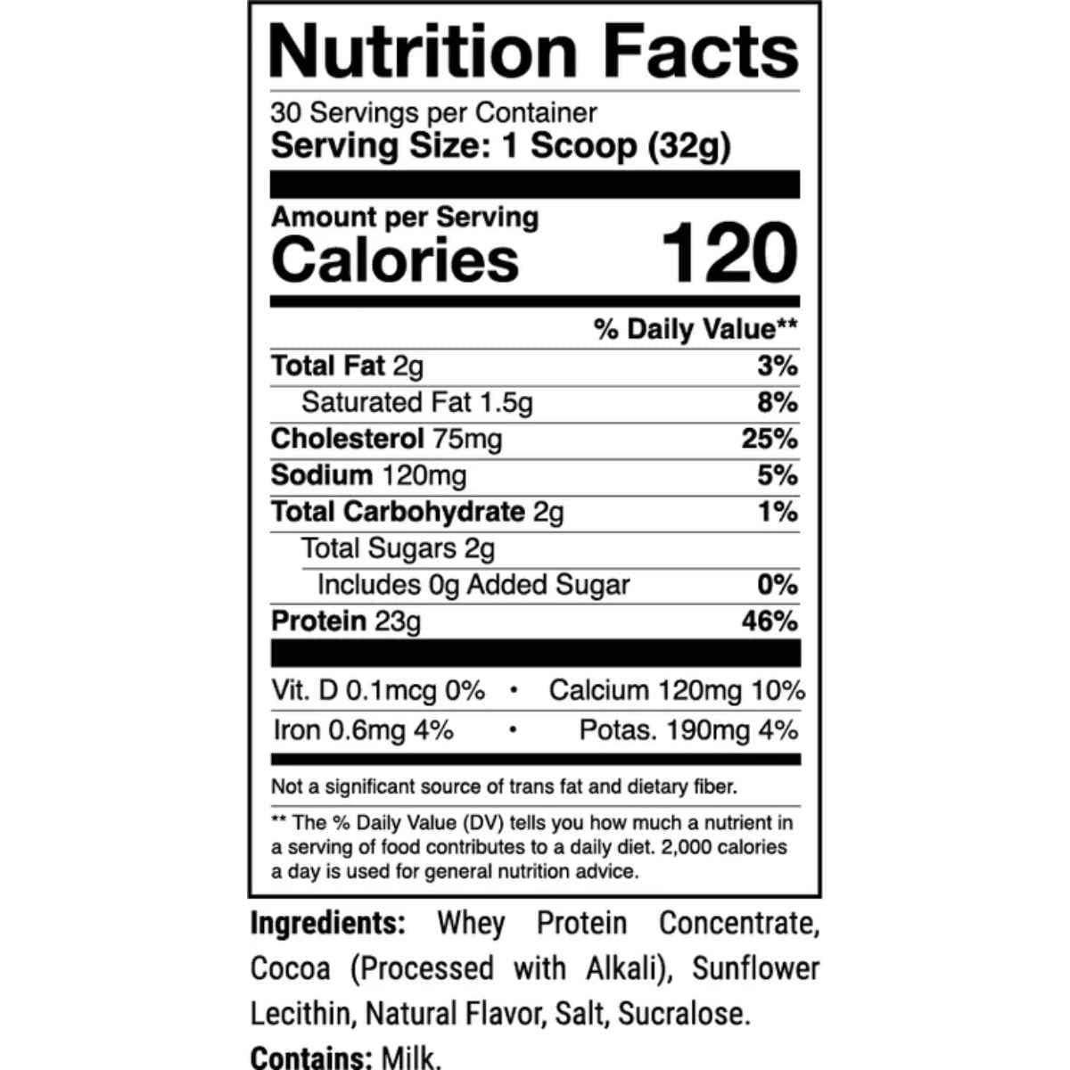Tabla nutricional del suplemento 1st Phorm Mezcla de Proteína sabor Chocolate natural 2.12 lbs