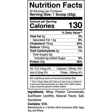 Tabla nutricional del suplemento 1st Phorm Mezcla de Proteína sabor Muffin de arándanos 2.12 lbs