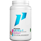 Frasco de suplemento 1st Phorm Mezcla de Proteína sabor Torta de cumpleaños 2.12 lbs